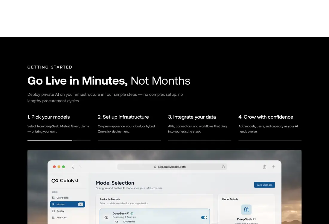 Catalyst AI, Go live in minutes