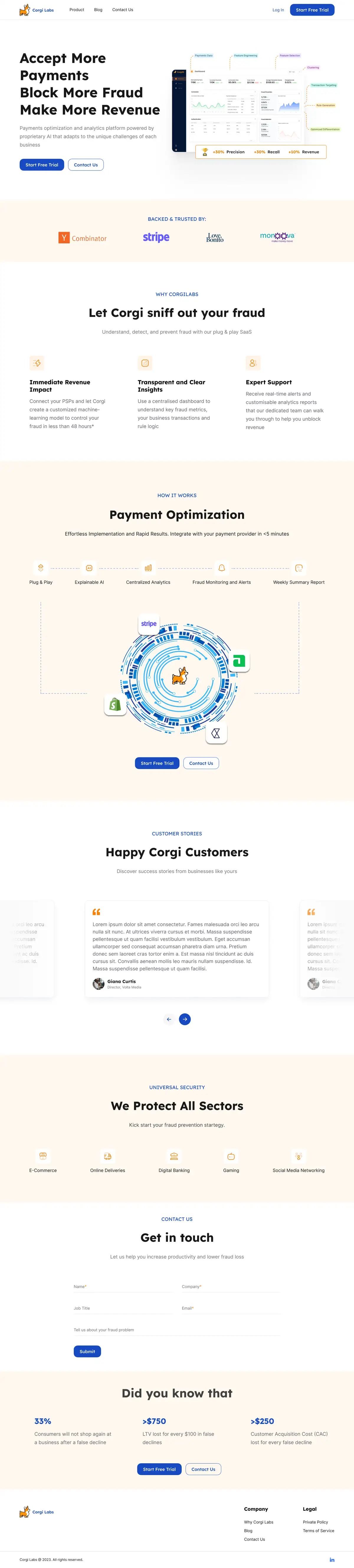 The full Corgi Labs homepage