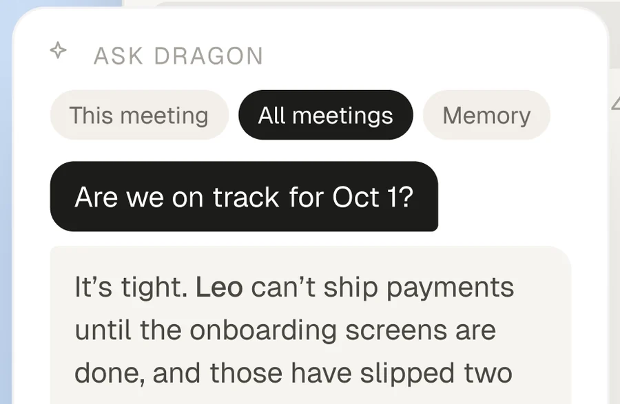 Ask Dragon panel