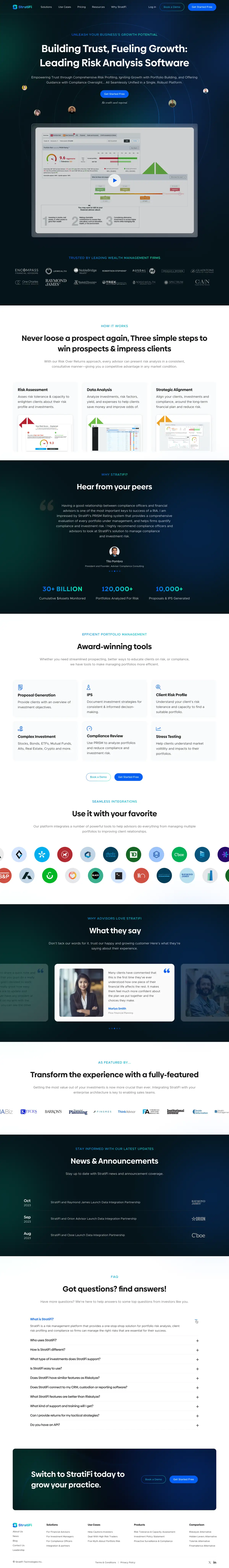 The full StratiFi homepage